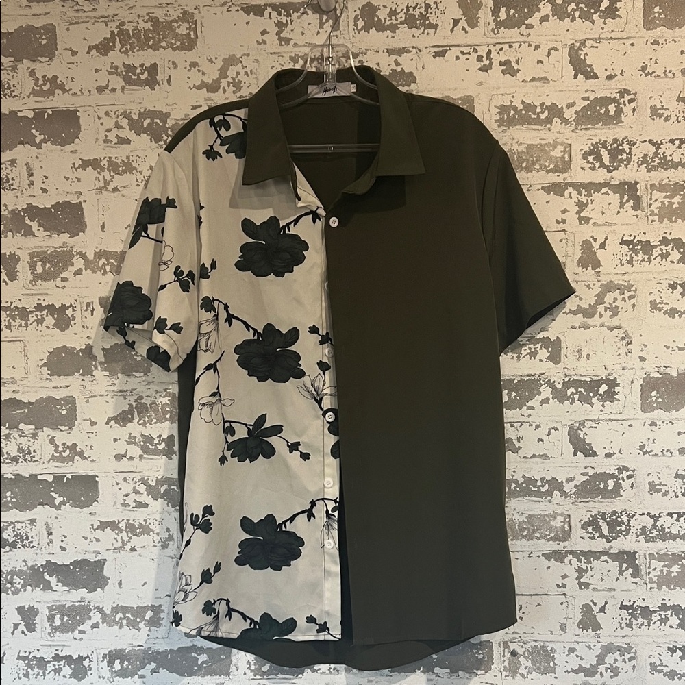 Floral Contrast Men's Casual Shirt